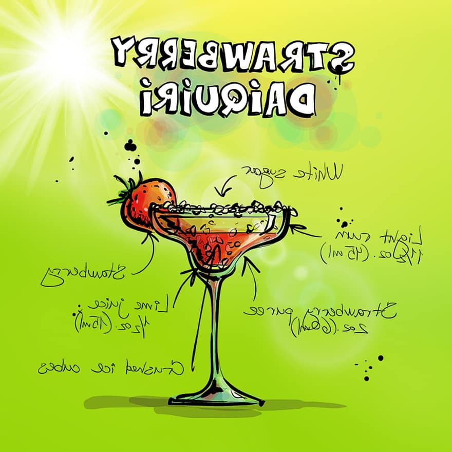 daiquiri stroberi, koktail, minum, alkohol, resep, pesta, alkoholik, musim panas, warna musim panas, merayakan, minuman