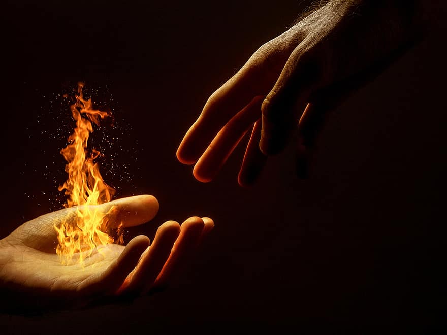 mano, fuego, llama, calor, caliente, chispa, brillar, ligero, fenomeno natural, ardiente, mano humana