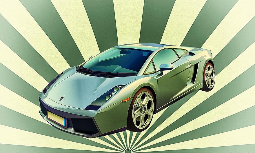 Lamborghini, samochód, kult, pojazd, samochód sportowy, retro, plakat