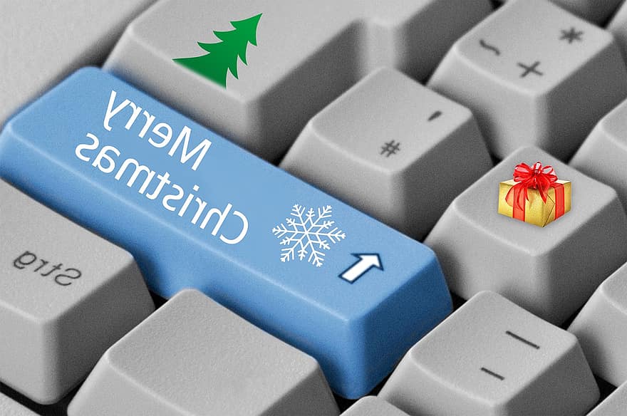 कीबोर्ड, क्रिसमस, क्रिसमस बटन, संगणक, सनकी, हिप्स्टर, क्रिसमस वृक्ष, देवदार के पेड़, उपहार, सोना, लूप