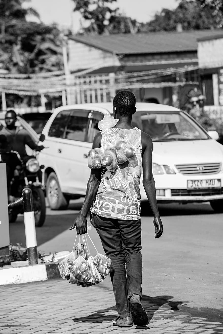 Straße, Straßenverkäufer, Uganda, Junge, Jugend, Stadt