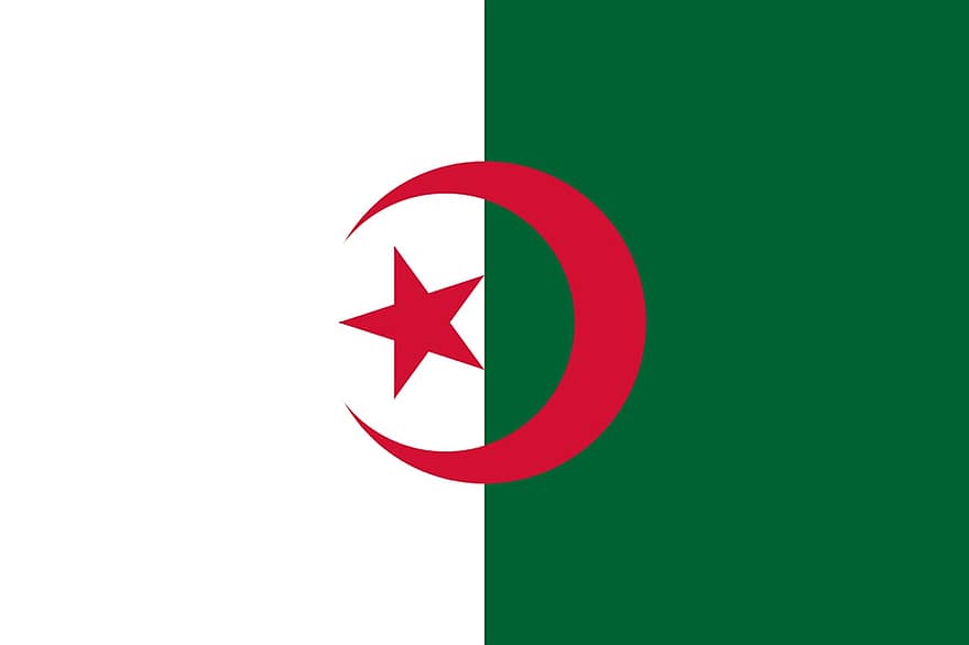 algeriet, flagga, landa, vapen, tecken