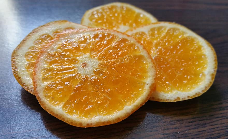 oransje, skiver, frukt, sitron, saftig