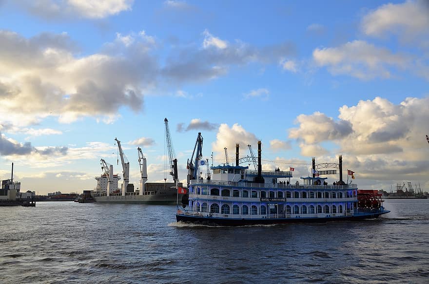 Boote, Reise, Transport, Raddampfer, Louisiana Star, Hafenmotive, Hafenrundfahrt