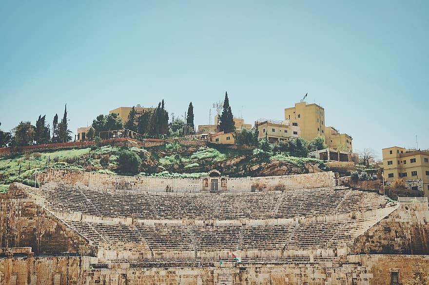 Amman, Jordan, roomalainen, teatteri, amfiteatteri, mielenkiintoisia paikkoja, kuuluisa paikka, arkkitehtuuri, historia, muinainen, matkakohteet
