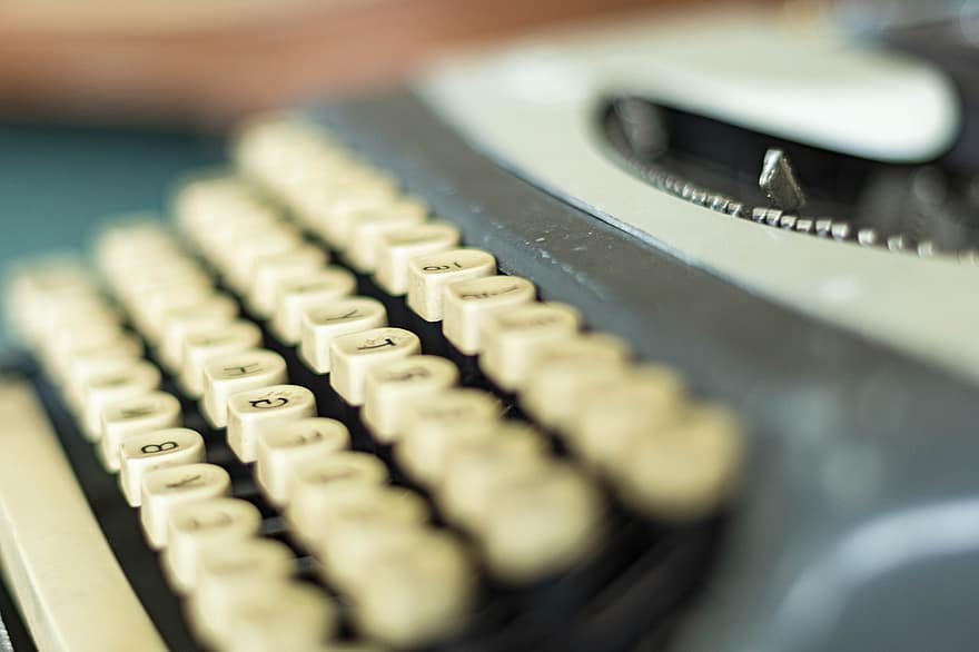 skrivmaskin, gammal, årgång, antik, journalistik, typ, skriver, skriva