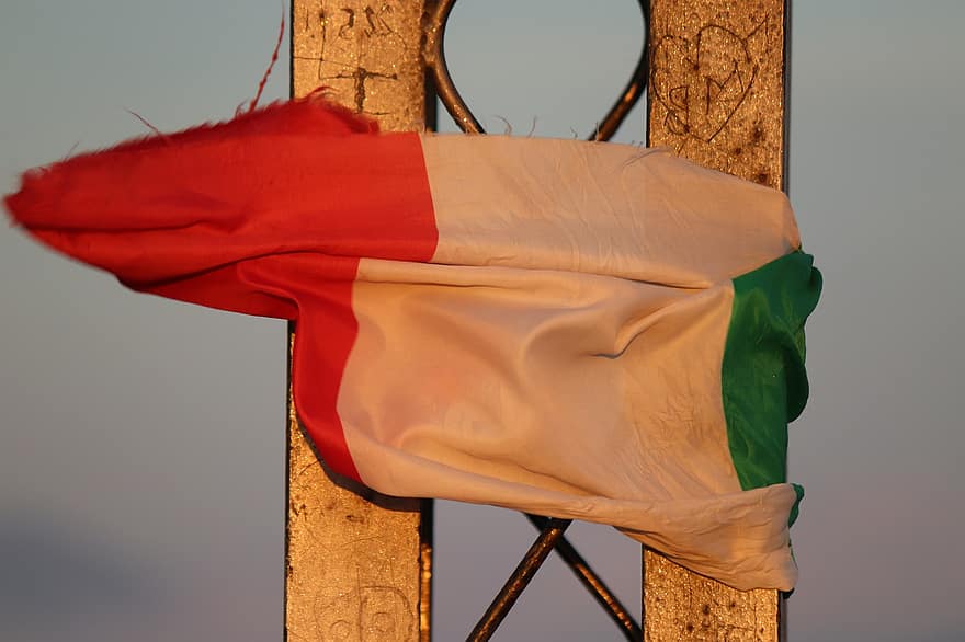 vlag, Italië, kleurrijk, nationaal, patriottisme, symbool, textiel, nationaal monument, detailopname, culturen, geschiedenis