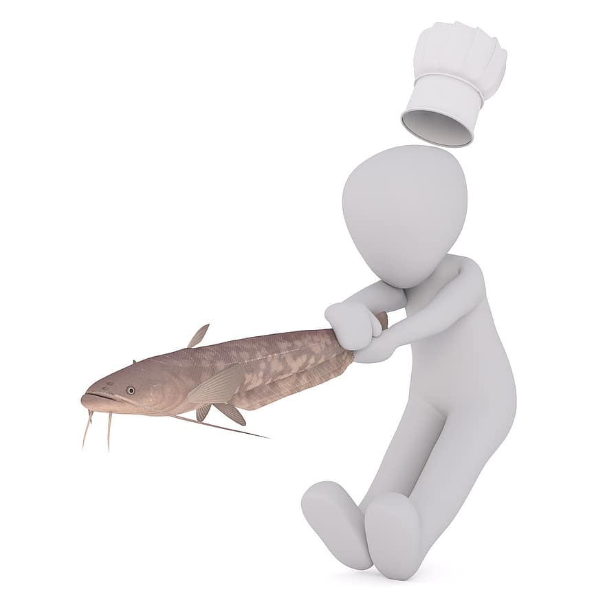 бял мъж, 3D модел, изолиран, 3d, модел, цялото тяло, бял, 3D човек, 3D-модел, риба, готварски