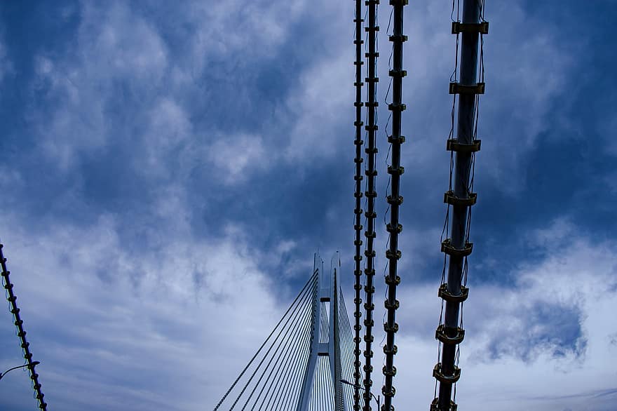 мост, подвесной мост, инфраструктура, небо