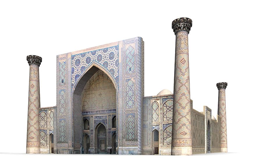 ساحة ريجستان ، قصر ، سمرقند ، اوزبكستان ، بناء ، الأماكن ذات الأهمية ، تاريخيا ، سياح ، جاذبية ، معلم معروف ، مظهر زائف