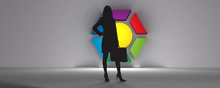 diseño, 3d, mujer, Art º, logo, bandera, Logotipo gris