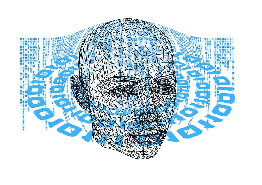 Gesicht, Kopf, binär, Einer, ein, Null, Gitterrost, abstrakt, Computer, binäres System, Nummerierungssystem