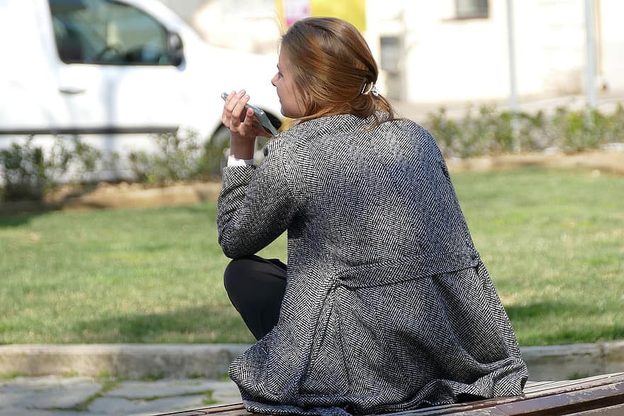 Woman, Phone Call, Outdoors, Girl, Phone, Communication, Park, women, one person, lifestyles, adult