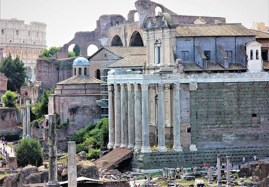 forum roman, Roma, arhitectură, vechi, istorie, celebru, monument, cultură, templu