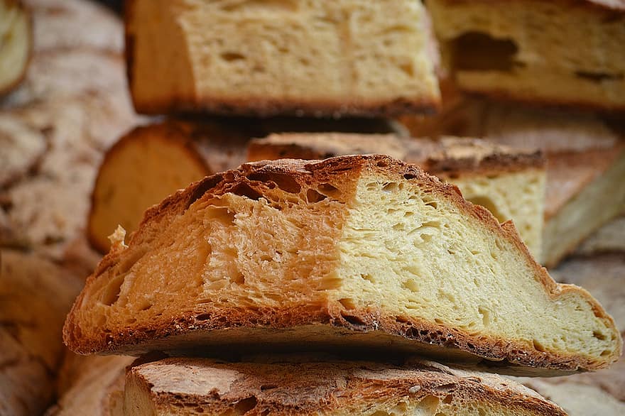 pâine, crustă, miez de pâine, bucată, piaţă, crocant, nutriție, hidrati de carbon, coace, brutărie, tăiere