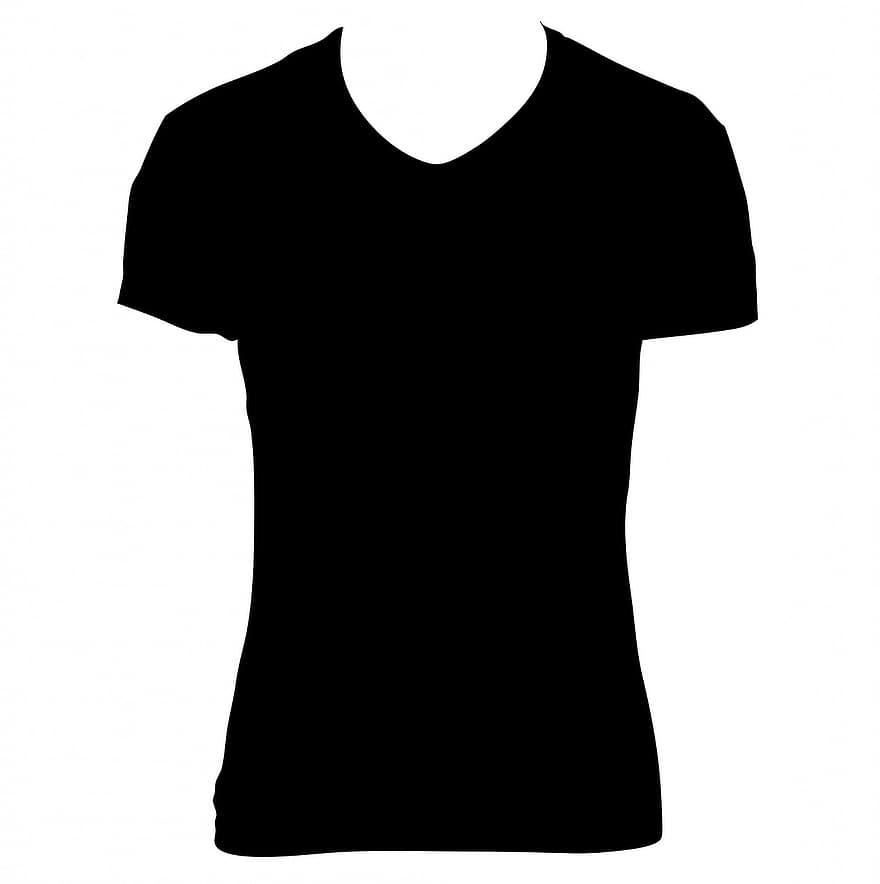 tişört, t şeklinde, üst, siyah, Giyim, Sanat, kumaş, rahat kıyafet
