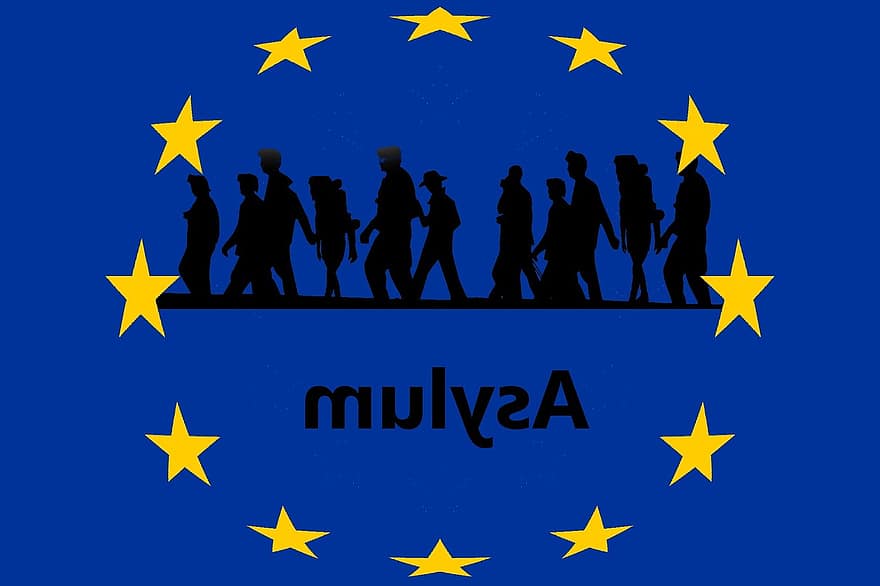 Europa, refugiados, asilo, crisis, problema, inmigración, bandera de europa