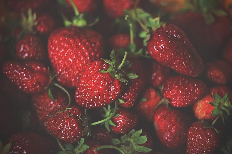 des fraises, fruits, baies, aliments, produire, en bonne santé, Frais, biologique, récolte, vitamines, mûr