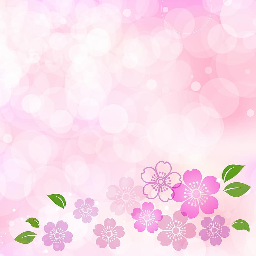 Sakura Digital Paper, kirsebærblomster, rosa, japansk, sakura, floral, vår, blomst, natur, gren, kirsebær