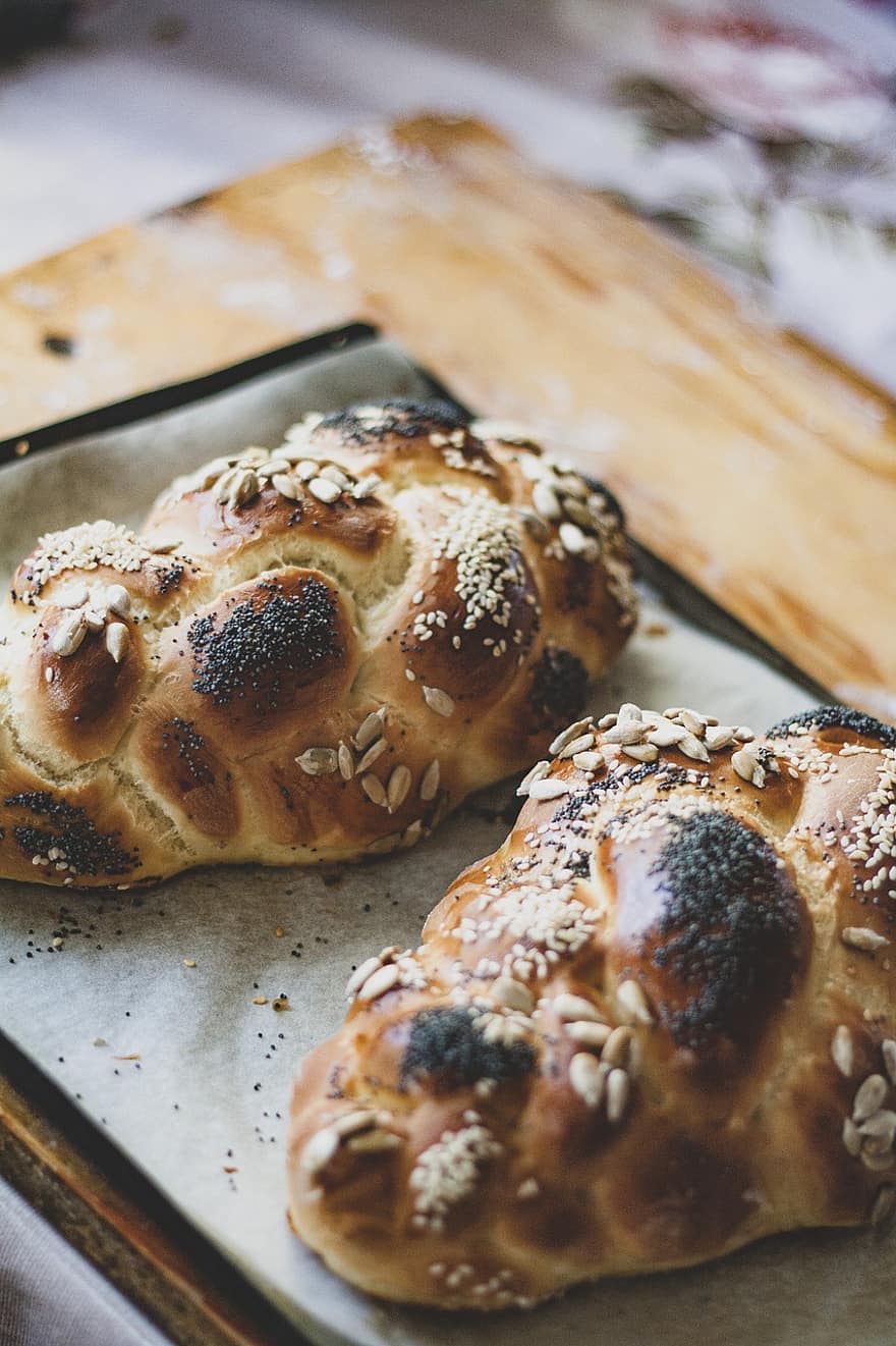 chléb, pekařství, pečený, mouka, čerstvý, challah, Šabat, pletené, jídlo, židovský, tradiční