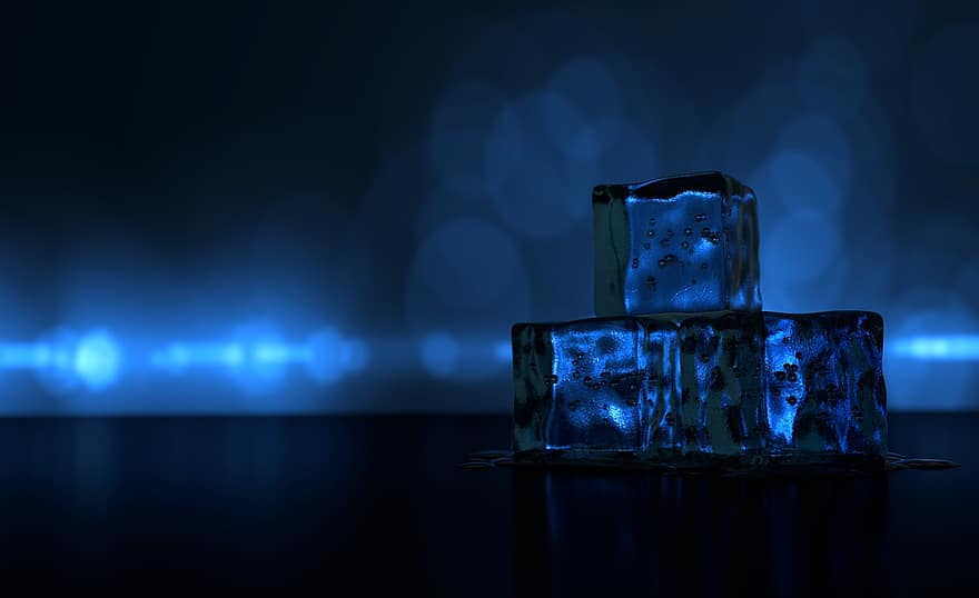 Es, biru, refleksi, cahaya