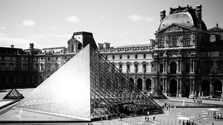 Louvre, paris, museu, França, edifici, arquitectura, piràmide, monument, viatjar, famós, referència