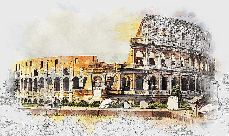 koloseum, Rzym, Włochy, starożytny, stary, arena, budynek, amfiteatr, historycznie, architektura, gladiatorów