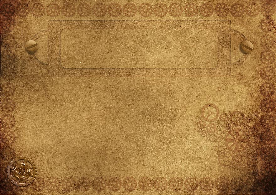 изображение на заднем плане, Рамка, стимпанк, шестерни, винт, контур, поздравительная открытка, орнамент, марочный, гранж, старый