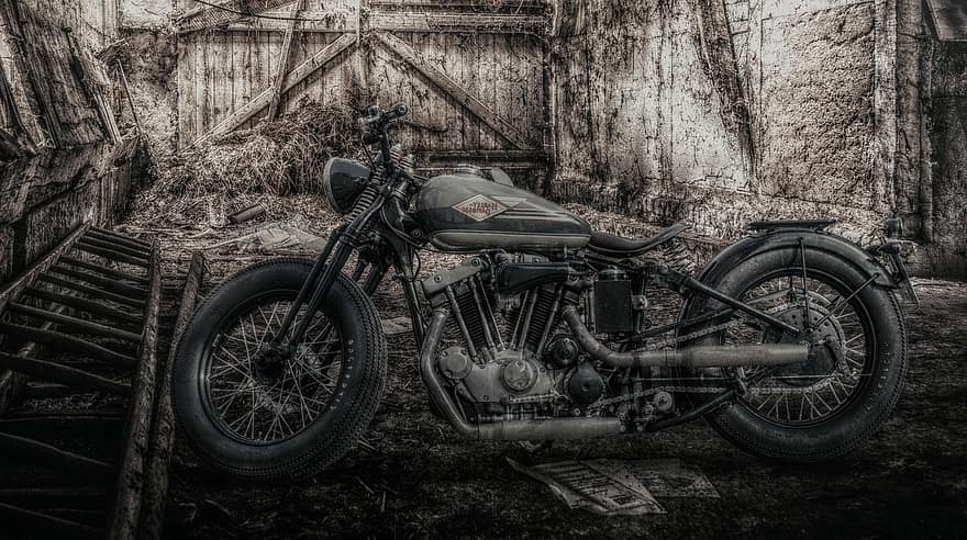 Harley Davidson, motocykl, zabytkowe, pojazd, automatyczny, stary, prędkość, transport, silnik, środek transportu, wyścig motocyklowy
