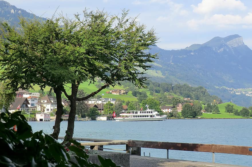Zobacz więcej, Szwajcaria, więcej, krajobraz, góry, alpejski, bergsee, panorama, sceniczny, łódź kanałowa