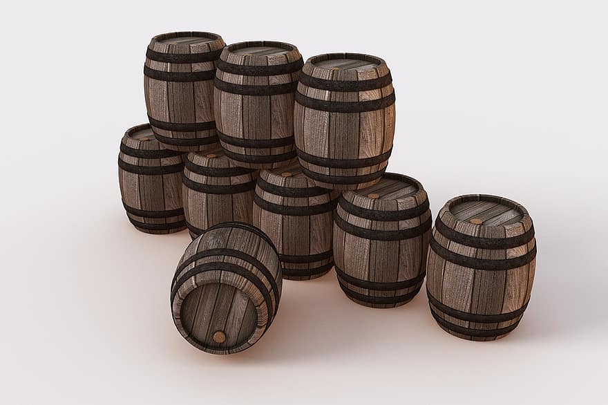 barrils, barrils de vi, vell, vintage, fusta, emmagatzematge, contenidors, barrils de whisky, tradicional, roure, marró
