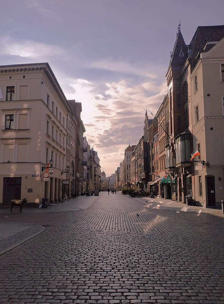 Street, Pavement, Old Town, Toruń, City, Architecture, Poland