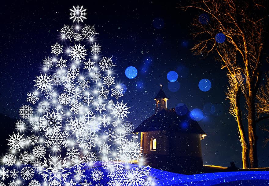 クリスマス、雪の結晶、デコレーション、装飾、クリスマスツリー