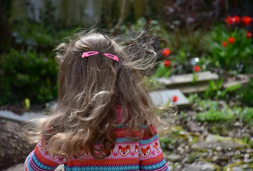 Child, Girl, Hair, Back, Kid, Young, Childhood, Garden, Play