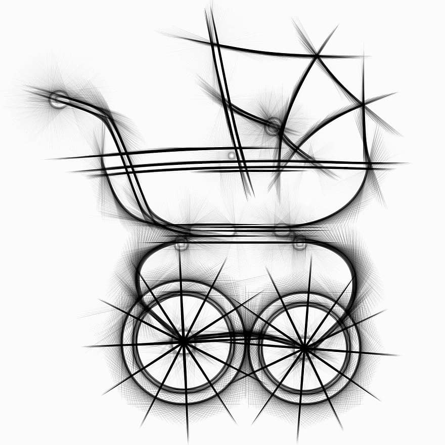 barnvagn, ritning, penna