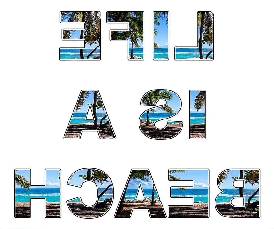 Life's A Beach, Life, Beach, Saying, Text, Words, Palm Trees, Sand, Poster, Sign, Background