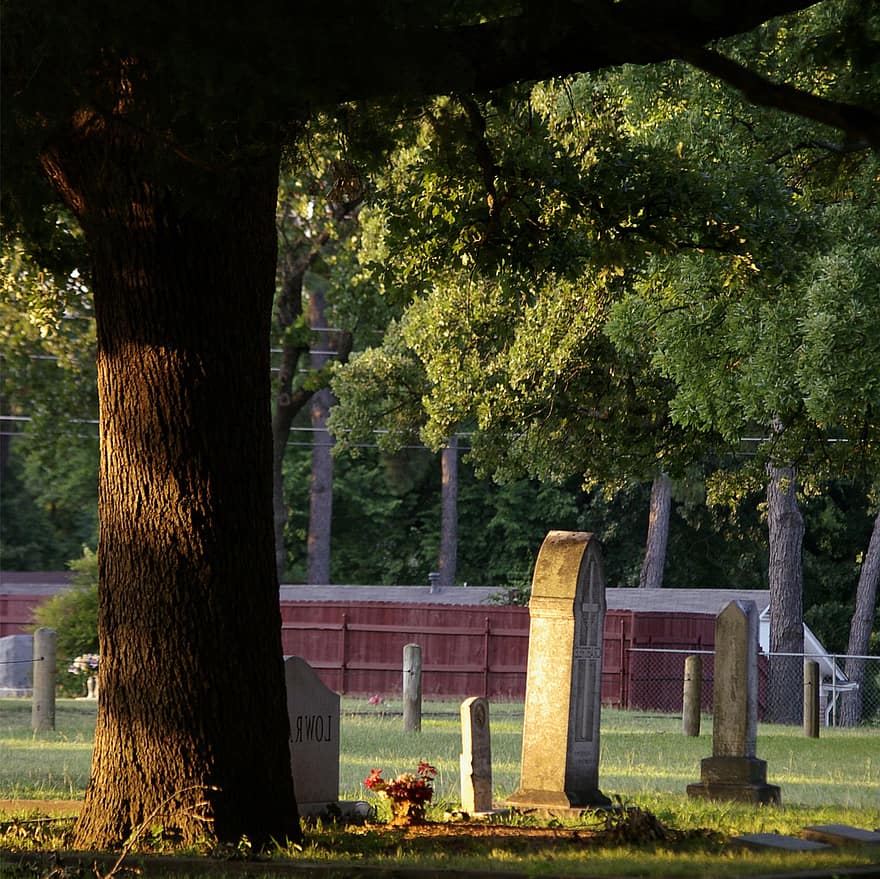Cemetery, Sunset, Graveyard, Burial Ground, tombstone, tree, grave, grass, autumn, christianity, religion