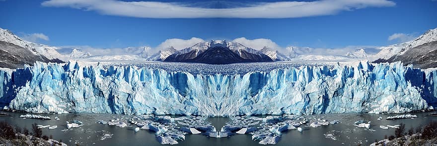 ledynas, ledkalnis, sniegas, kalnai, vanduo, žiemą, panorama, pajūrio, šalta, ledas, mėlyna