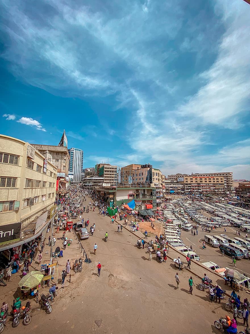 África, Uganda, cidade, urbano, viagem