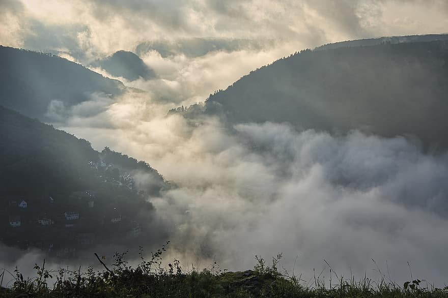 sương mù, núi, buổi sáng, sương mù buổi sáng, phong cảnh, rừng, cây, bình Minh, nông thôn, swabian jura