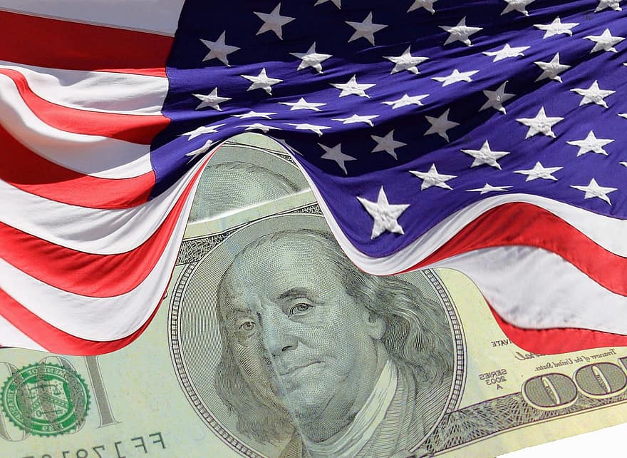 dòlar, bandera, EUA, economia, banner, diners, negocis, món financer, pressupost, Amèrica, especular