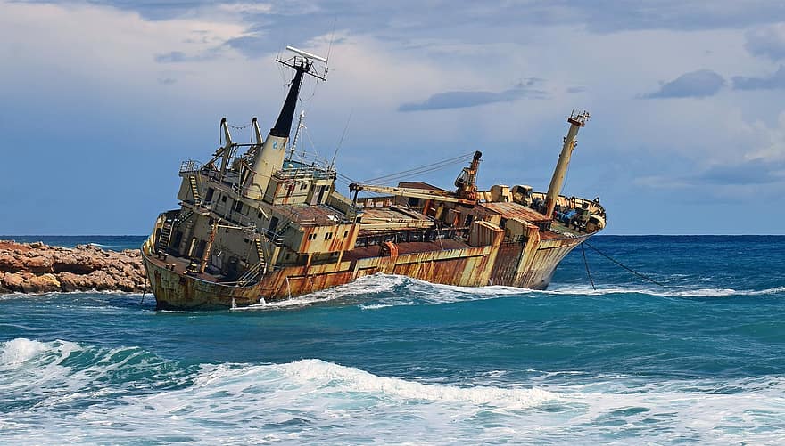 barco, destruir, naufrágio, abandonado, marítimo, mar, embarcação náutica, transporte, navio industrial, agua, navio