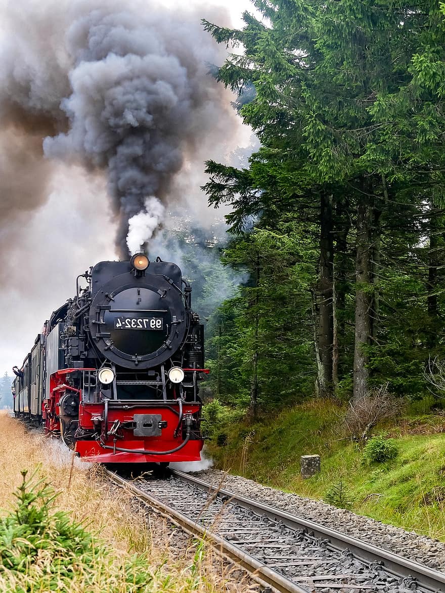 tren, locomotora, hsb, Ferrocarril de via estreta de Harz, locomotora de vapor, ferrocarril de Brocken, nostàlgia, vintage, wernigerode, ferrocarril, estació de tren