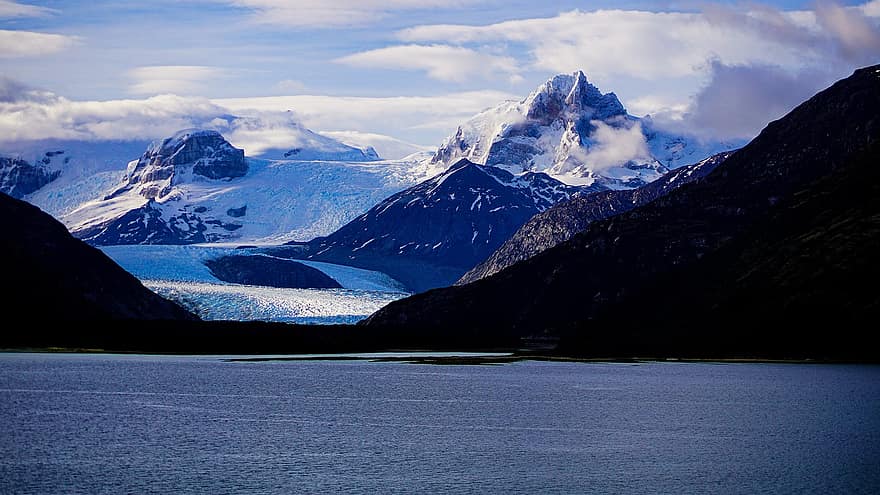 patagonia, geleira, fiorde, panorama, natureza, Chile, montanhas, agua, viagem, ártico, frio