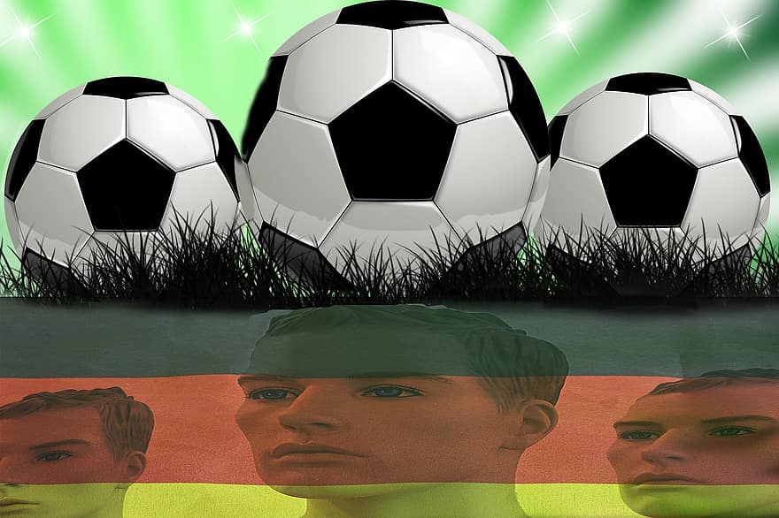 Football, Rush, Flag, Germany, World Championship, Man, Head