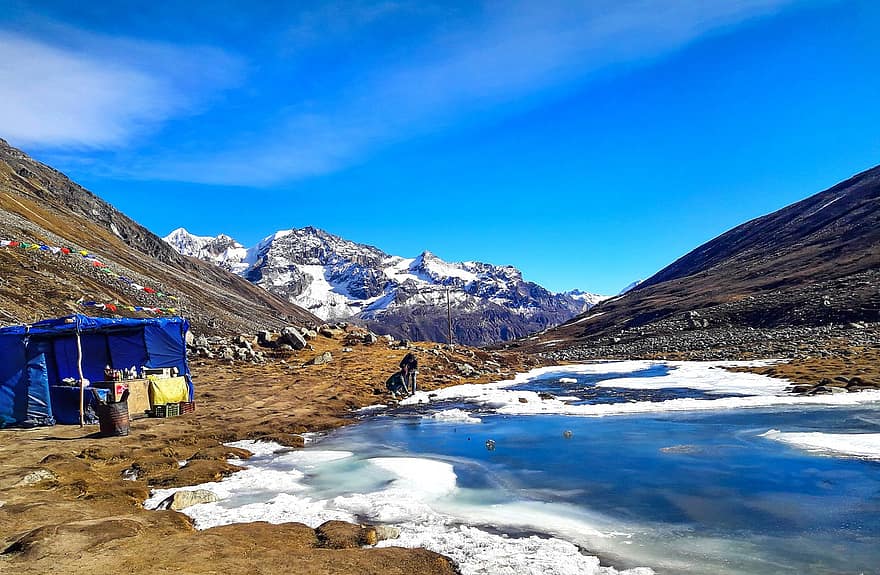 montagna, ghiaccio, collina, valle, la neve, Himalaya, natura, paesaggio, Gangtok, picco, scenario