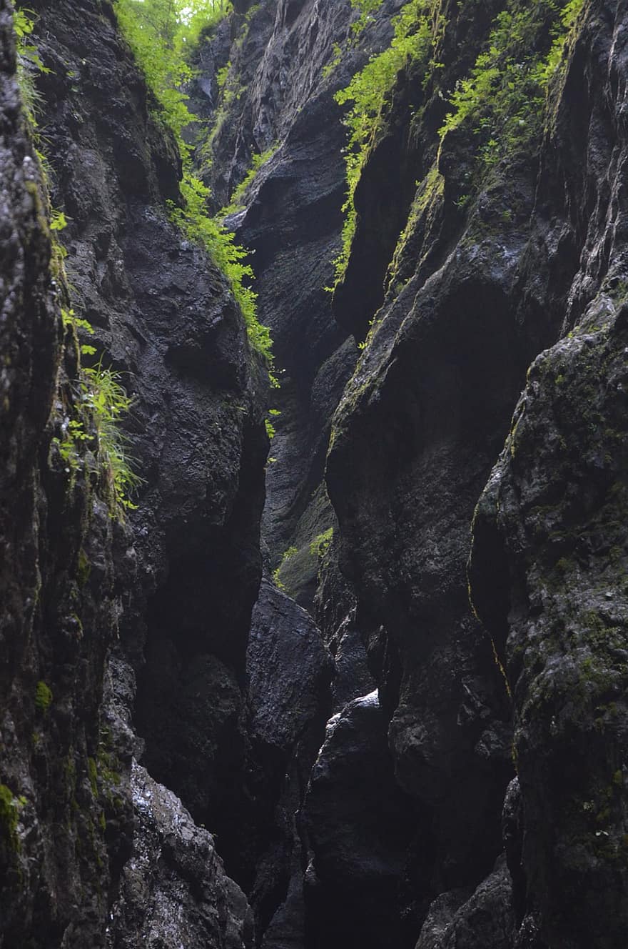 Rocha, desfiladeiro, formações rochosas, partnachklamm, Garmisch Partenkirchen