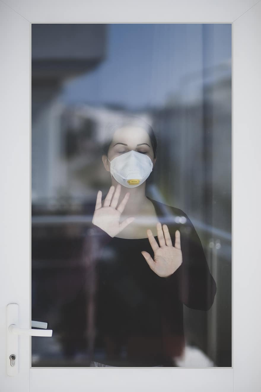 kvinna, mask, medicinsk mask, n95, Bär mask, porträtt, ansiktsmask, covid, covid-19, epidemi, sjukdom