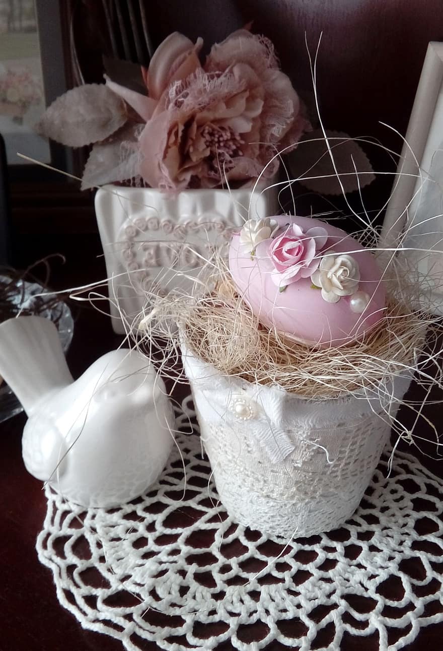 Pasqua, decorazione, uovo, uccello, sfondo, coperta, fiore, vaso, sfondi, celebrazione, regalo