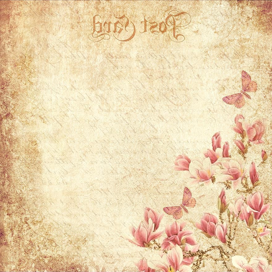 bağbozumu, Çiçekler, kelebekler, romantik, scrapbooking, el yazısı, Metin, kartpostal, kare, Viktoria dönemine ait, eski